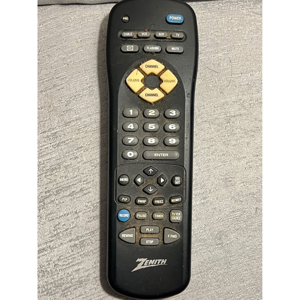 Zenith Universal Remote Control 124-212-03 MBR 3455 TV VCR Cable AUX Black